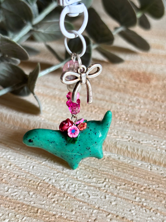 Floral Teal speckled dino