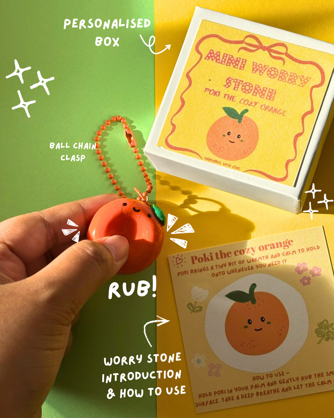 Orange mini worry stone