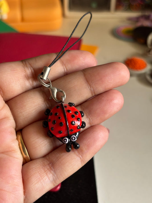Red beetle phone charm