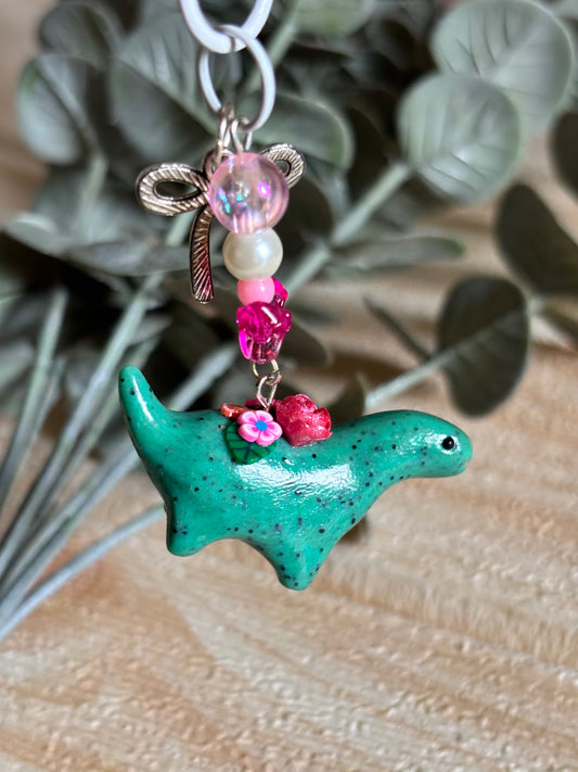 Floral Teal speckled dino