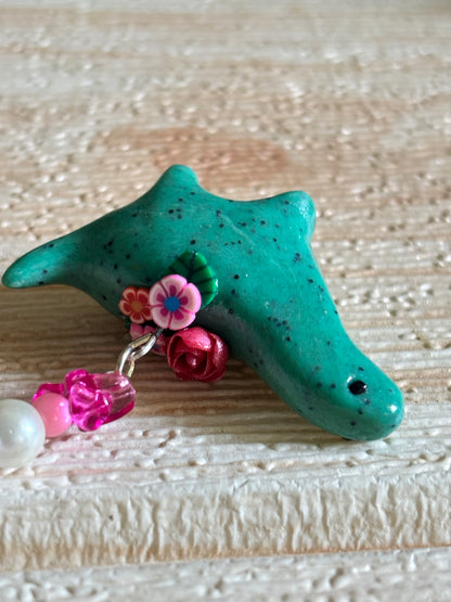 Floral Teal speckled dino