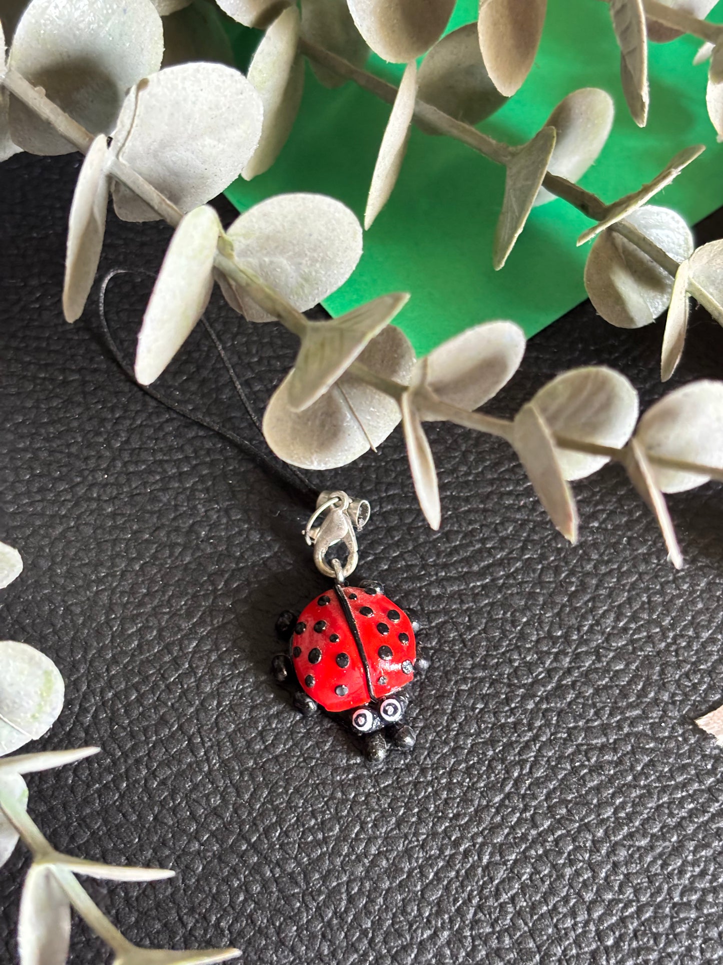 Red beetle phone charm