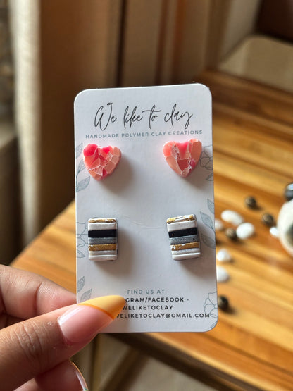 Stud pack - Heart & Stripes
